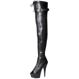 Black Matte 15 cm DELIGHT-3025 Platform Thigh High Boots