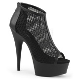 Black Mesh 15 cm Pleaser DELIGHT-600-12 Platform Ankle Calf Boots