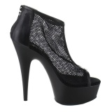 Black Mesh 15 cm Pleaser DELIGHT-600-12 Platform Ankle Calf Boots