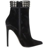 Black Patent 13 cm SEXY-1006 Flat Ankle Calf Boots Women