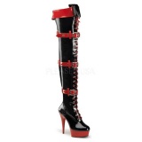 Black Red 15,5 cm MEDIC-3028 Platform Thigh High Boots