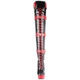 Black Red 15,5 cm MEDIC-3028 Platform Thigh High Boots