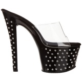 Black Rhinestone Platform 18 cm STARDUST-701 Women Mules Shoes