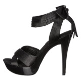 Black Satin 13 cm COCKTAIL-568 High Heeled Sandal Shoes