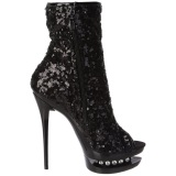 Black Sequins 15,5 cm BLONDIE-R-1008 Platform Ankle Calf Boots