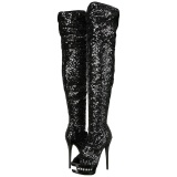 Black Sequins 15 cm PLEASER BLONDIE-R-3011 Platform Over Knee Boots