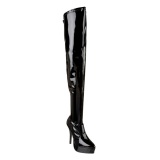 Black Shiny 13,5 cm INDULGE-3000 Platform Over Knee Boots