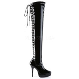 Black Shiny 13,5 cm INDULGE-3063 High Heeled Overknee Boots