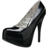 Black Shiny 14,5 cm Burlesque BORDELLO TEEZE-06 Platform Pumps