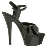 Black Shiny 15 cm KISS-209 Platform High Heels Shoes