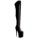 Black Shiny 20 cm PLEASER FLAMINGO-3000 Platform Over Knee Boots