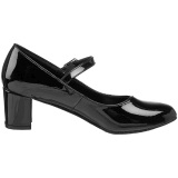 Black Shiny 5 cm SCHOOLGIRL-50 Low Heeled Classic Pumps Shoes