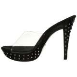 Black Transparent 14 cm COCKTAIL-501SDT Mules Strass Heels