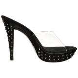 Black Transparent 14 cm COCKTAIL-501SDT Mules Strass Heels