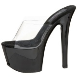 Black Transparent 18 cm PLEASER SKY-301 Platform High Mules