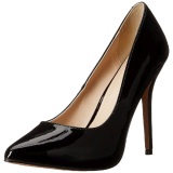 Black Varnished 13 cm AMUSE-20 pointed toe stiletto pumps