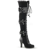 Black Velvet 9,5 cm GLAM-300 High Heeled Overknee Boots