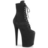 Black faux suede 20 cm FLAMINGO-1020FS Pole dancing ankle boots