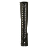 Black platform boots lace up vinyl 13 cm - 70s years hippie disco gogo kneeboots