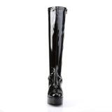 Black platform boots patent 10 cm - 70s years hippie disco gogo kneeboots chunky