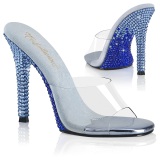 Blue mules 11,5 cm GALA-01DMM strass high heeled mules