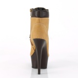 Brown Faux Suede 15 cm DELIGHT-600TL-02 pleaser ankle boots platform