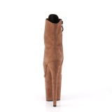 Brown faux suede 20 cm FLAMINGO-1021FS Pole dancing ankle boots