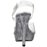 Clear 13 cm COCKTAIL-508MG Acrylic Platform High Heeled Sandal