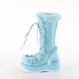 Faux Fur Trim 7 cm CUBBY-311 lolita alternative womens boots platform in blue