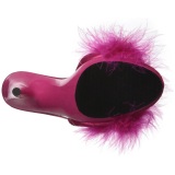 Fuchsia 13 cm POISE-501F Marabou Feathers Mules Shoes