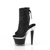 Glitter 18 cm SPECTATOR-1018G Exotic platform peep toe ankle boots black