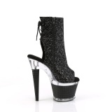 Glitter 18 cm SPECTATOR-1018G Exotic platform peep toe ankle boots black