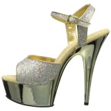 Gold 15 cm Pleaser DELIGHT-609G Chrome Platform High Heel