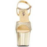 Gold 18 cm Pleaser REVOLVER-709G High Heels Chrome Platform