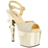 Gold 18 cm Pleaser REVOLVER-709G High Heels Chrome Platform