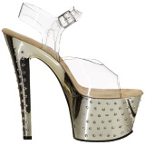 Gold 18 cm Pleaser STARDUST-708 High Heels Chrome Platform