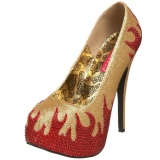 Gold Glittering Stones 14,5 cm Burlesque TEEZE-27 Womens High Heels Shoes