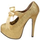 Gold Rhinestone 14,5 cm Burlesque TEEZE-04R Platform Pumps Women Shoes