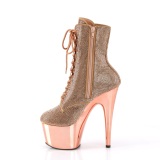 Gold Rose rhinestones 18 cm ADORE-1020CHRS pleaser high heels ankle boots