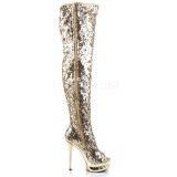 Gold Sequins 15 cm PLEASER BLONDIE-R-3011 Platform Over Knee Boots