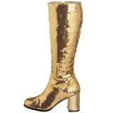 Gold Sequins 8 cm SPECTACUL-300SQ Women Knee Boots