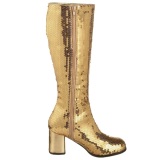 Gold Sequins 8 cm SPECTACUL-300SQ Women Knee Boots