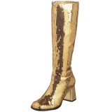 Gold Sequins 8 cm SPECTACUL-300SQ Women Knee Boots