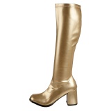 Golden boots block heel 7,5 cm - 70s years style hippie disco gogo under kneeboots vinyl