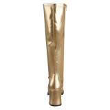 Golden boots block heel 7,5 cm - 70s years style hippie disco gogo under kneeboots vinyl