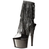 Gray 18 cm ADORE-1017RSF womens fringe ankle boots high heels