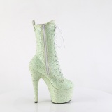 Green glitter 18 cm ADORE-1040GR high heels ankle boots platform