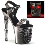 LED Skull platform 20 cm pleaser high heels - chrome