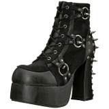 Leatherette 11,5 cm DemoniaCult CHARADE-100 goth ankle boots with rivets