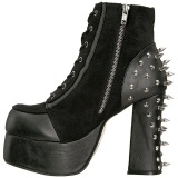 Leatherette 11,5 cm DemoniaCult CHARADE-100 goth ankle boots with rivets